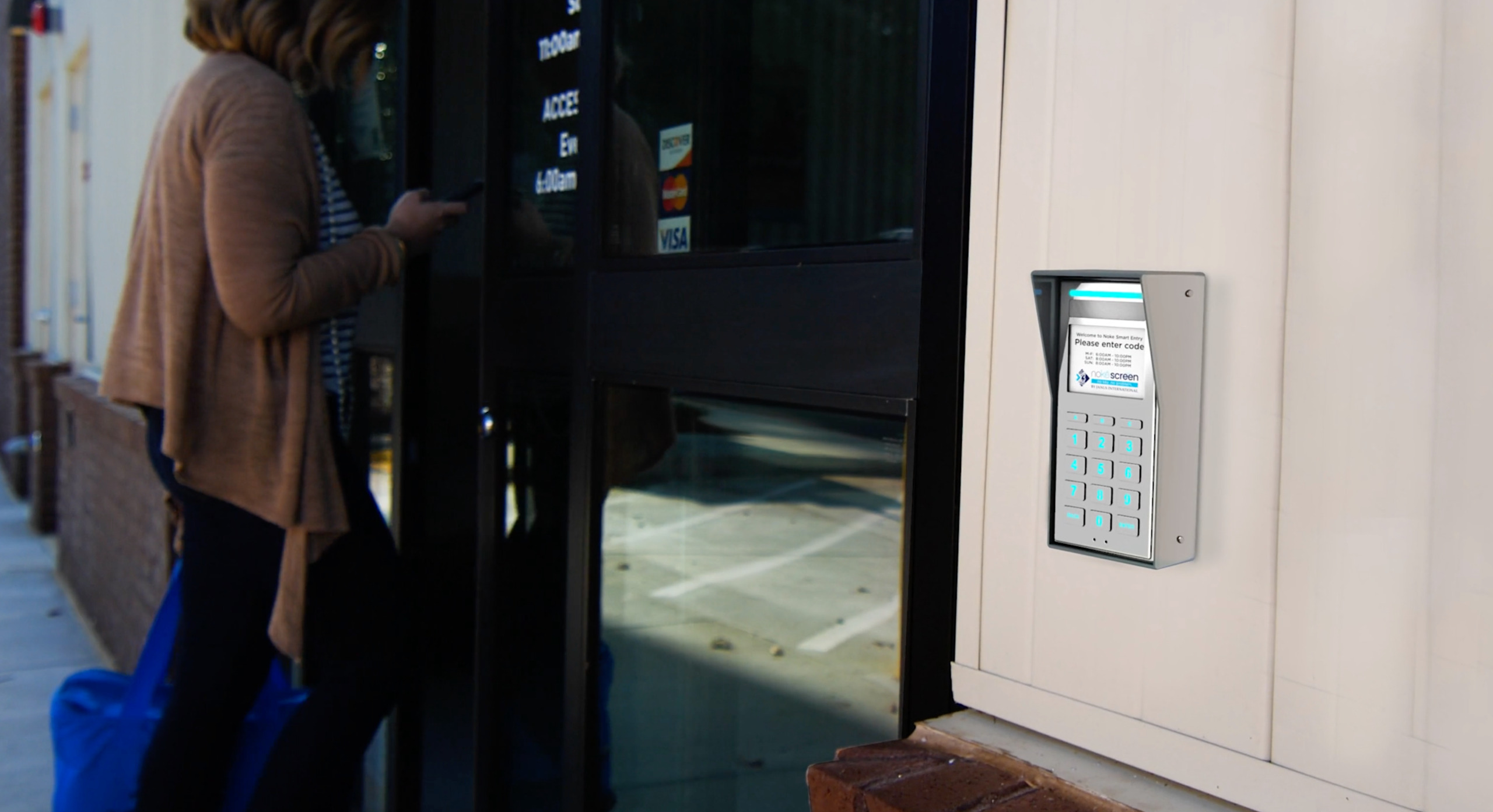 Nokē Screen Keypad on Slider Entrance