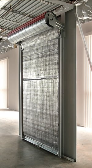 Rolling Steel commercial door with polyethylene insulation 