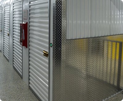 diamond plate installed in hallway system at self storage facility