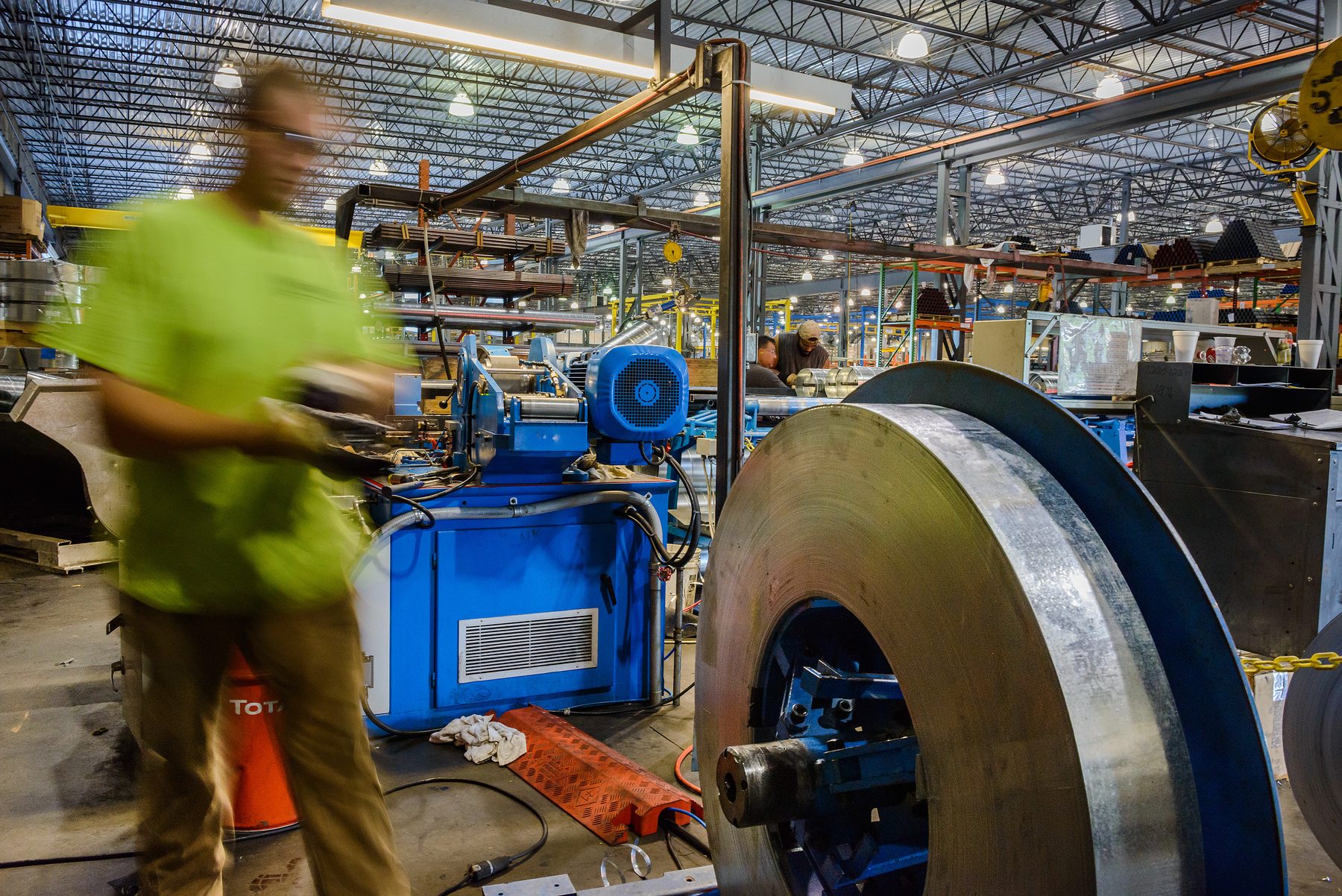 Steel coil being processed in a Janus plant