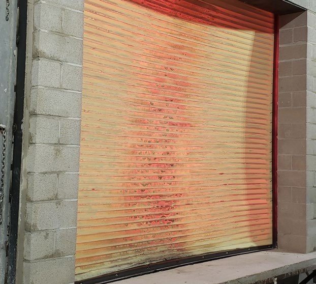 Janus 500i Series insulated rolling fire door during a UL fire test
