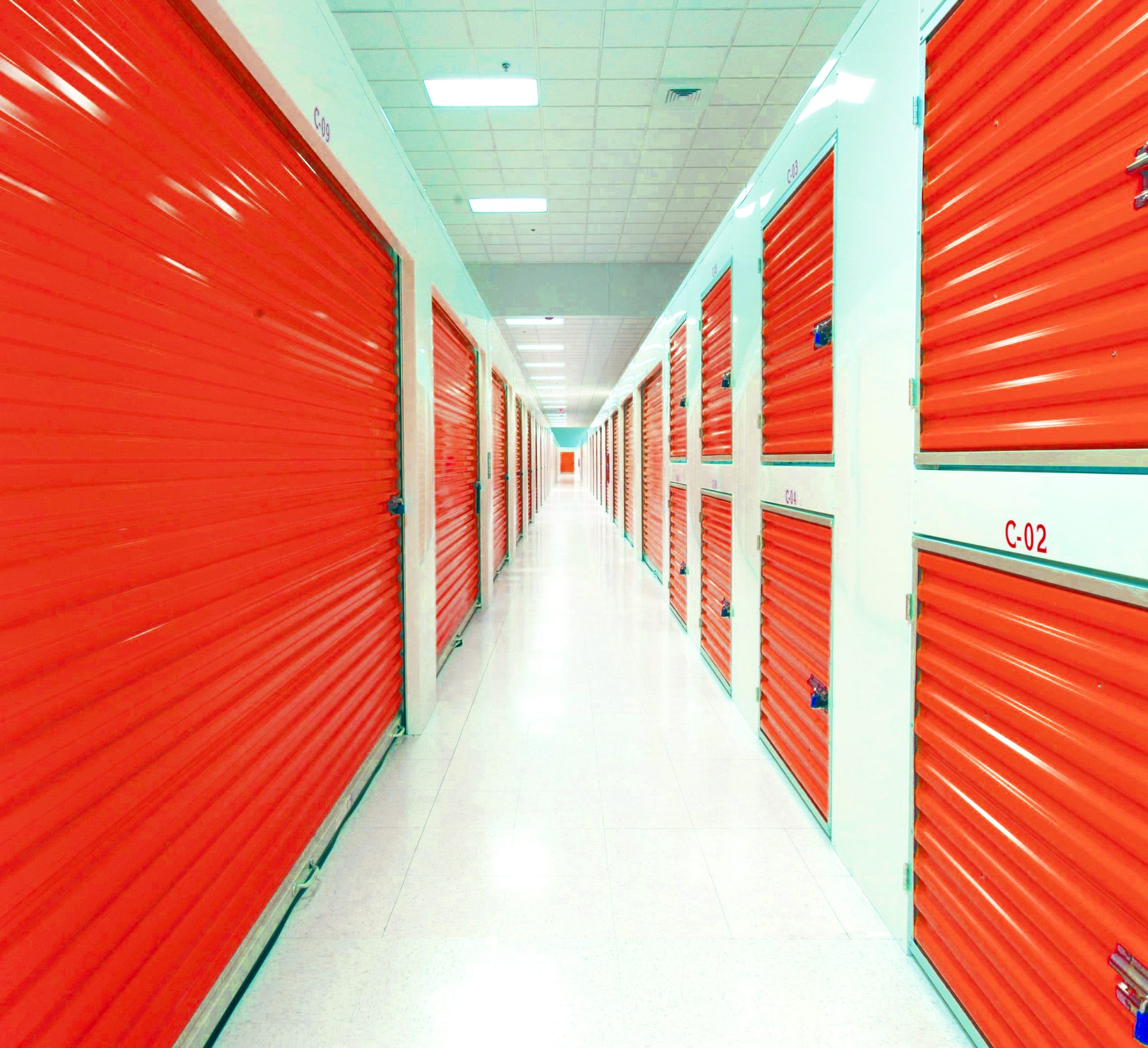 Orange Janus roll-up doors and lockers