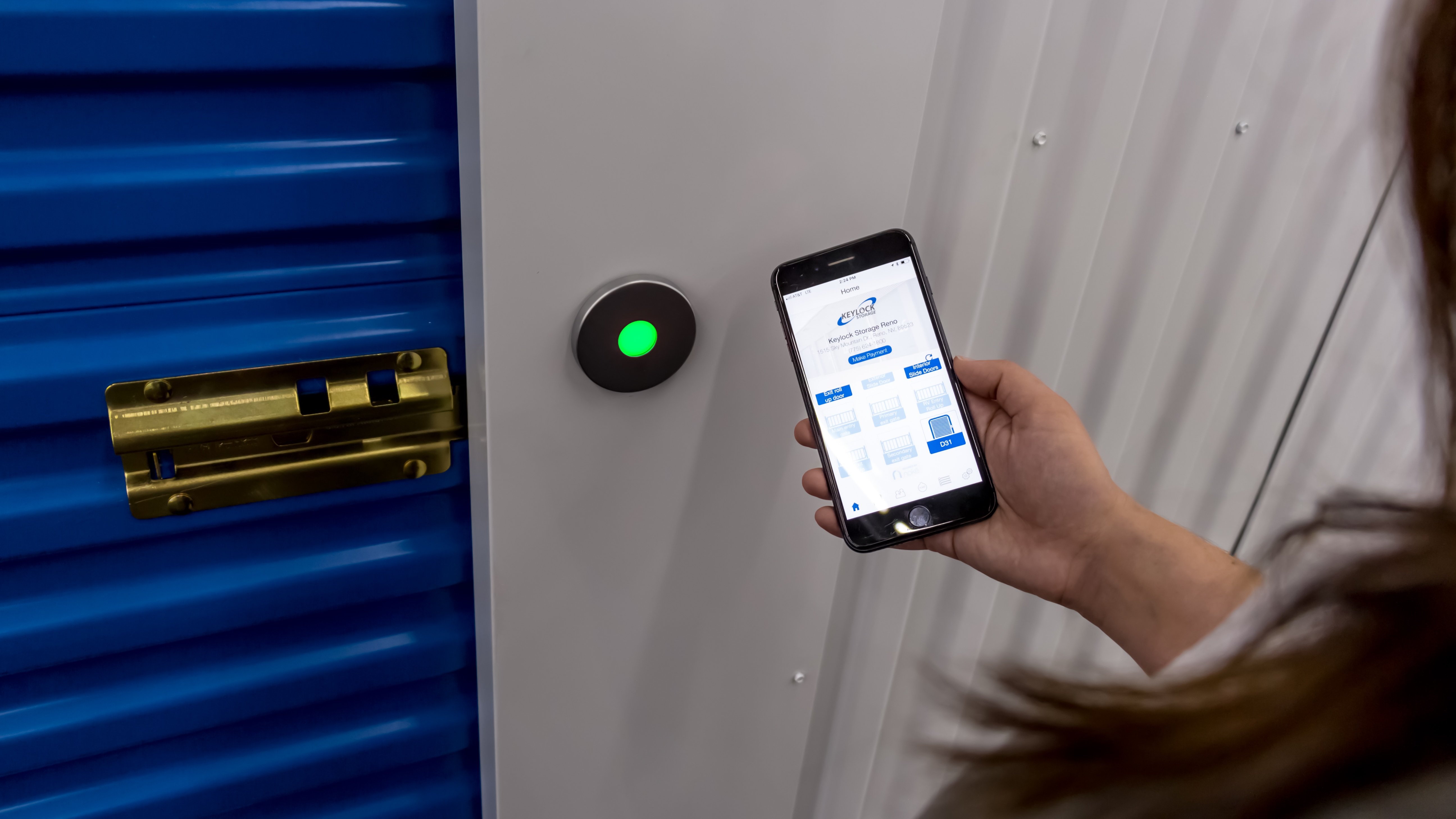 Smart entry technology being used to open self-storage door