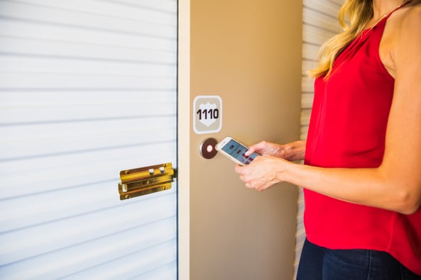 TENANT USING SMARTPHONE TO ACCESS STORAGE UNIT