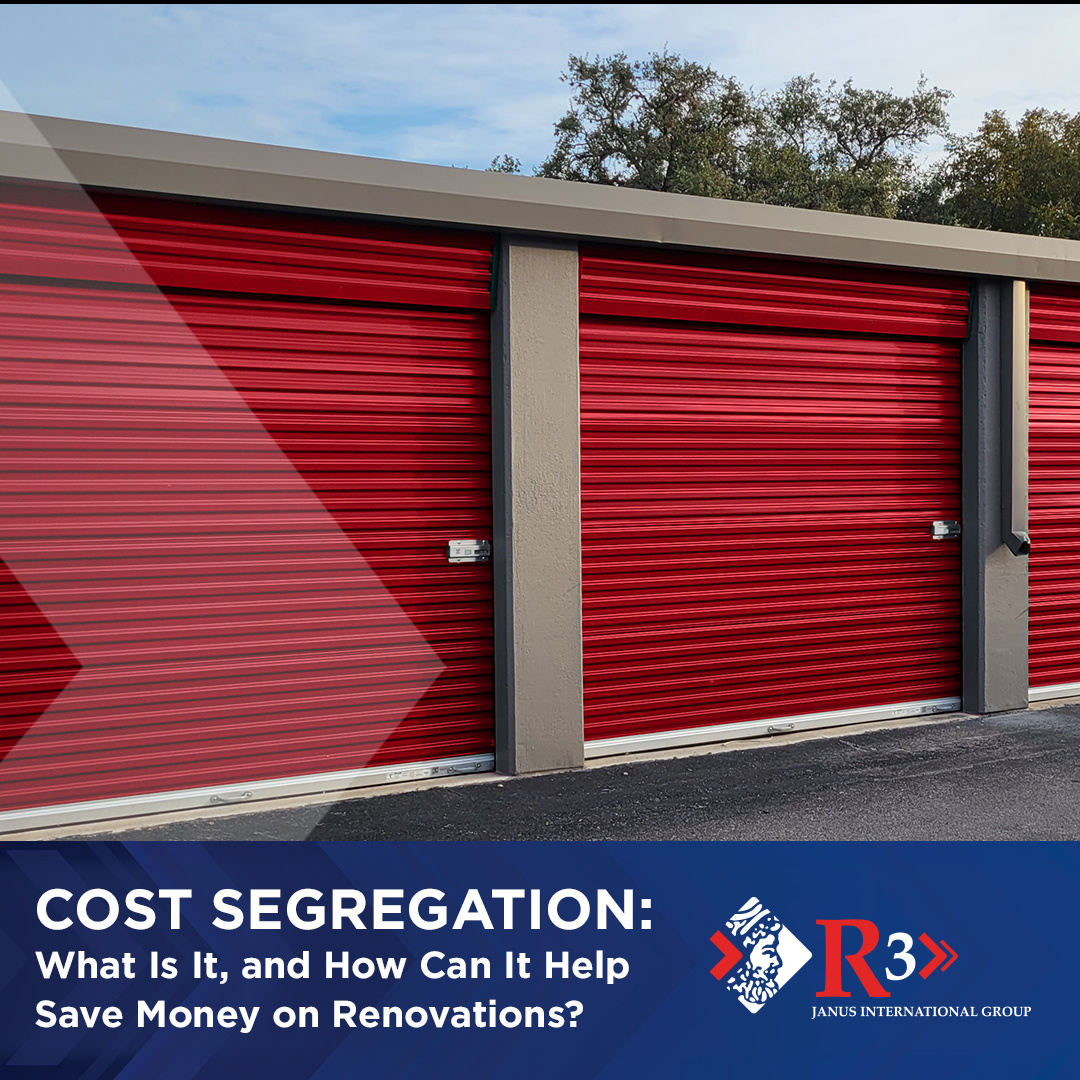 Cover of the cost segregation guide with red Janus doors