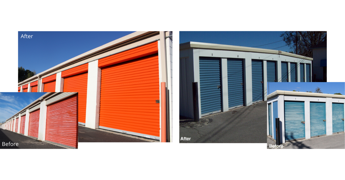 image of self storage doors replaced before and after 