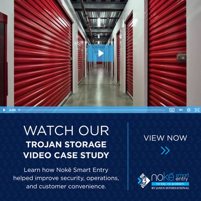 Trojan Storage case study video video preview with a call-to-action button to watch.