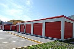 portable storage units in parking lot